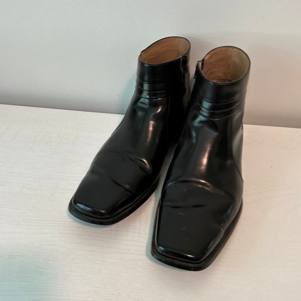 Zengara Mens Black Leather Ankle Boots 14M